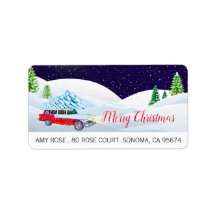 Retro Car frohe Weihnachten im Schnee