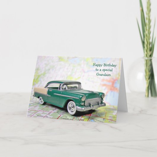 Retro Car für Grandsons Geburtstag Karte (Vorderseite)