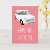 Retro Car Happy 16. Geburtstagkarte Karte (Gelbe Blume)