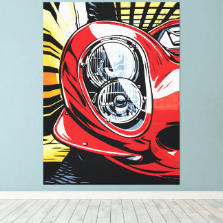 Retro Car Headlight Burst in Pop Art Style Leinwanddruck
