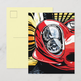 Retro Car Headlight Burst in Pop Art Style Postkarte