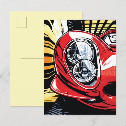 Retro Car Headlight Burst in Pop Art Style Postkarte (Vorne/Hinten)