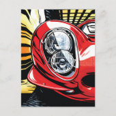 Retro Car Headlight Burst in Pop Art Style Postkarte (Vorderseite)