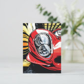 Retro Car Headlight Burst in Pop Art Style Postkarte (Stehend Vorderseite)