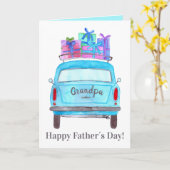 Retro Car individualisierbare Vatertagskarte Karte (Gelbe Blume)