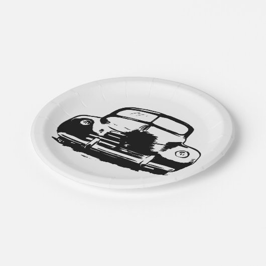 Retro Car Pappteller (Schrägansicht)