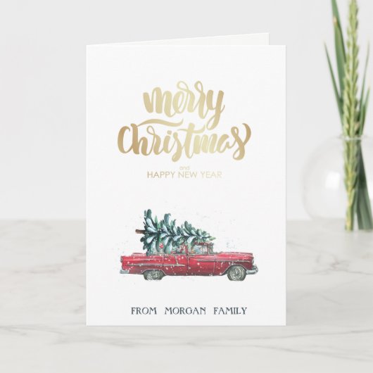 Retro Car, Pine Tree Weihnachten (Vorderseite)