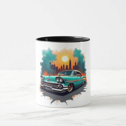 Retro Car Skyline Vibes Coffee Cup Tasse (Zentrum)