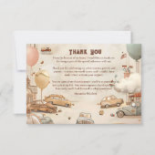 Retro Car Themed Kids Birthday Dankeskarte (Vorderseite)