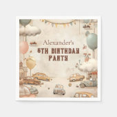 Retro Car Themed Kids Birthday Serviette (Vorderseite)