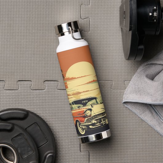 Retro Car Tropical Sunset Trinkflasche (Fitnessstudio)