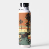 Retro Car Tropical Sunset Trinkflasche (Rechts)