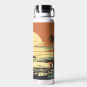 Retro Car Tropical Sunset Trinkflasche (Rückseite)