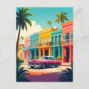Retro Car und Tropical Havanna Vintage Reise Postkarte