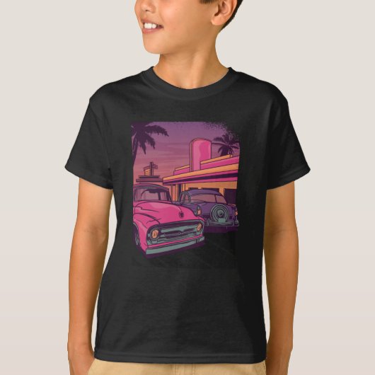 Retro Car US Diner T-Shirt (Vorderseite)