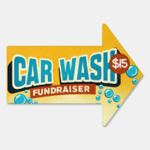 Retro Car Wash Fundraiser Arrow-Zeichen mit Preis