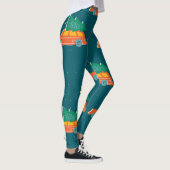 Retro Car Weihnachtsbaum Muster Leggings (Rechts)