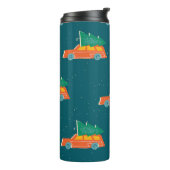 Retro Car Weihnachtsbaum Muster Thermosbecher (Nach links gedreht)