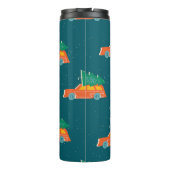 Retro Car Weihnachtsbaum Muster Thermosbecher (Rückseite)