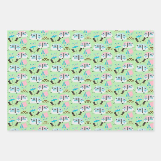 Retro Caravan Camping Niedlich P Geschenkpapier Set (Vorderseite 3)