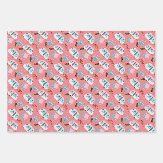 Retro Caravan Camping Niedlich P Geschenkpapier Set (Vorderseite 2)