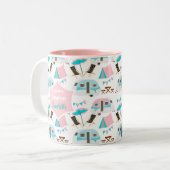 Retro Caravan Camping Niedlich Personalisiert Zweifarbige Tasse (Vorderseite Links)