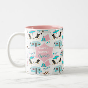 Retro Caravan Camping Niedlich Personalisiert Zweifarbige Tasse