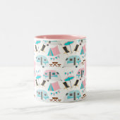 Retro Caravan Camping Niedlich Personalisiert Zweifarbige Tasse (Mittel)