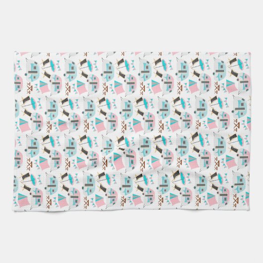 Retro Caravan Camping Niedliches Muster Geschirrtuch (Horizontal)