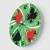 Retro Card Suits Vibrant Red and Black Große Wanduhr (Winkel)