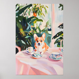 Retro Cardigan Welsh Corgi Poster, Corgi Öl Poster