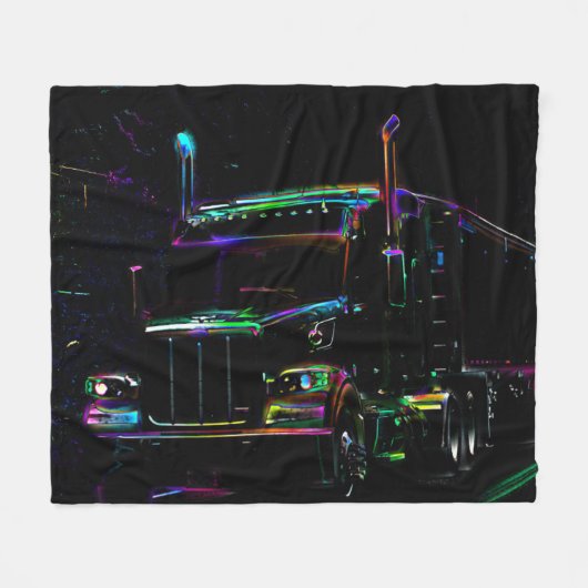 Retro Cargo Truck Art Fleecedecke (Vorderseite (Horizontal))