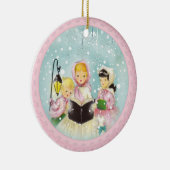 Retro Carolers Weihnachtsfeiertag Keramikornament (Rechts)