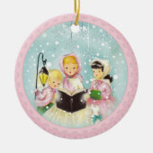 Retro Carolers Weihnachtsfeiertag Keramikornament (Vorne)