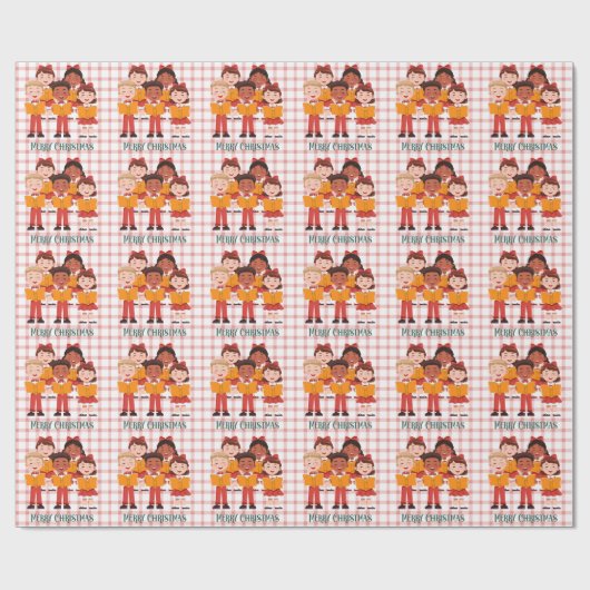 Retro Carolers Weihnachtswrapping Paper Geschenkpapier (Flach)