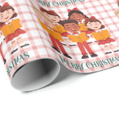 Retro Carolers Weihnachtswrapping Paper Geschenkpapier (Rolleneckpunkt)