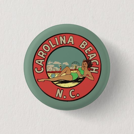 Retro Carolina Beach Rundel Button (Vorderseite)