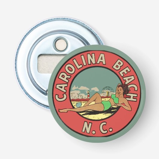 Retro Carolina Beach Rundel Flaschenöffner (Vorderseite)