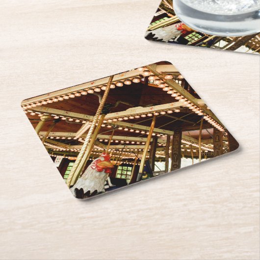 Retro Carousel Rechteckiger Pappuntersetzer (angewinkelt)