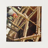 Retro Carousel Rooster Wandteppich (Vorderseite (Horizontal))