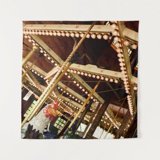 Retro Carousel Rooster Wandteppich (Vorderseite)