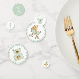 Retro Carriage Toys Bottle Mint Gold Baby Dusche Konfetti