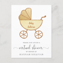 Retro Carriage Yellow Gold Virtual Baby Dusche