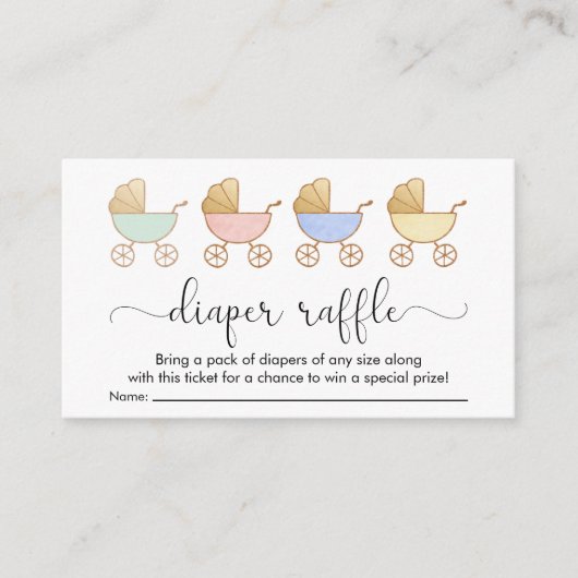 Retro Carriages Diaper Raffle Baby Dusche Begleitkarte (Vorderseite)