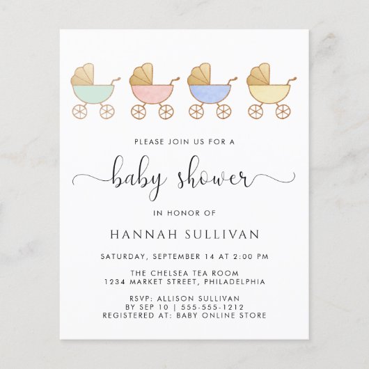 Retro Carriages Kinderdusche Einladung (Vorderseite)