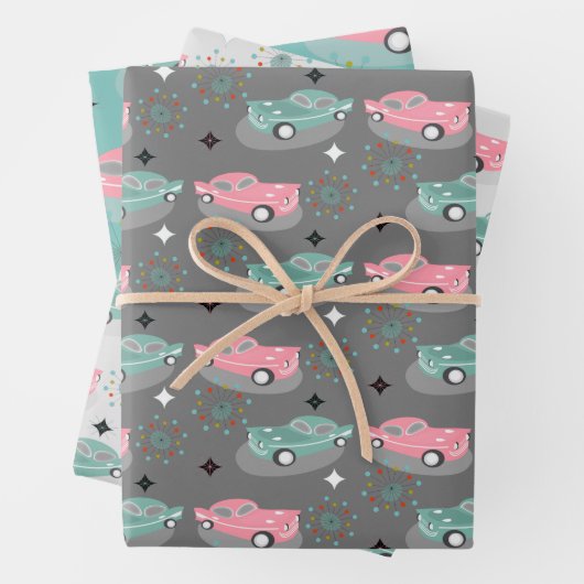 Retro Cars Atomare Sternexplosion Modernes Mittelz Geschenkpapier Set (Beispiel)