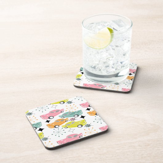 Retro Cars Atomic Sternexplosion Moderne Mitte Jah Getränkeuntersetzer (Rechte Seite)