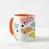Retro Cars Atomic Sternexplosion Moderne Mitte Jah Tasse (Vorderseite Links)