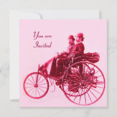 RETRO CARS AUTO RESTORATION Rot fuchsienrosa Einladung (Vorderseite)