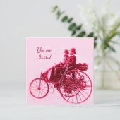 RETRO CARS AUTO RESTORATION Rot fuchsienrosa Einladung (Stehend Vorderseite)